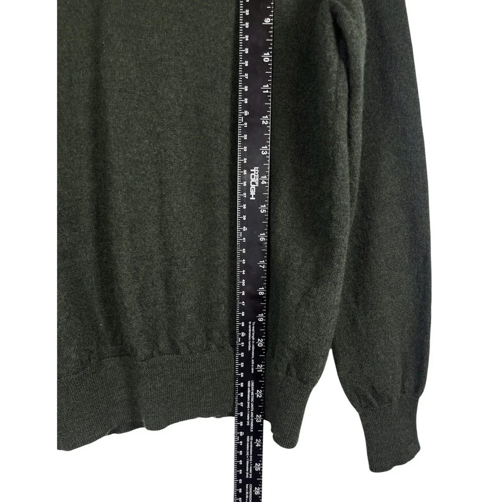 Calvin Klein Sz M Sweater Mens Dark Green Extra Fine Merino Wool V-Neck Pullover